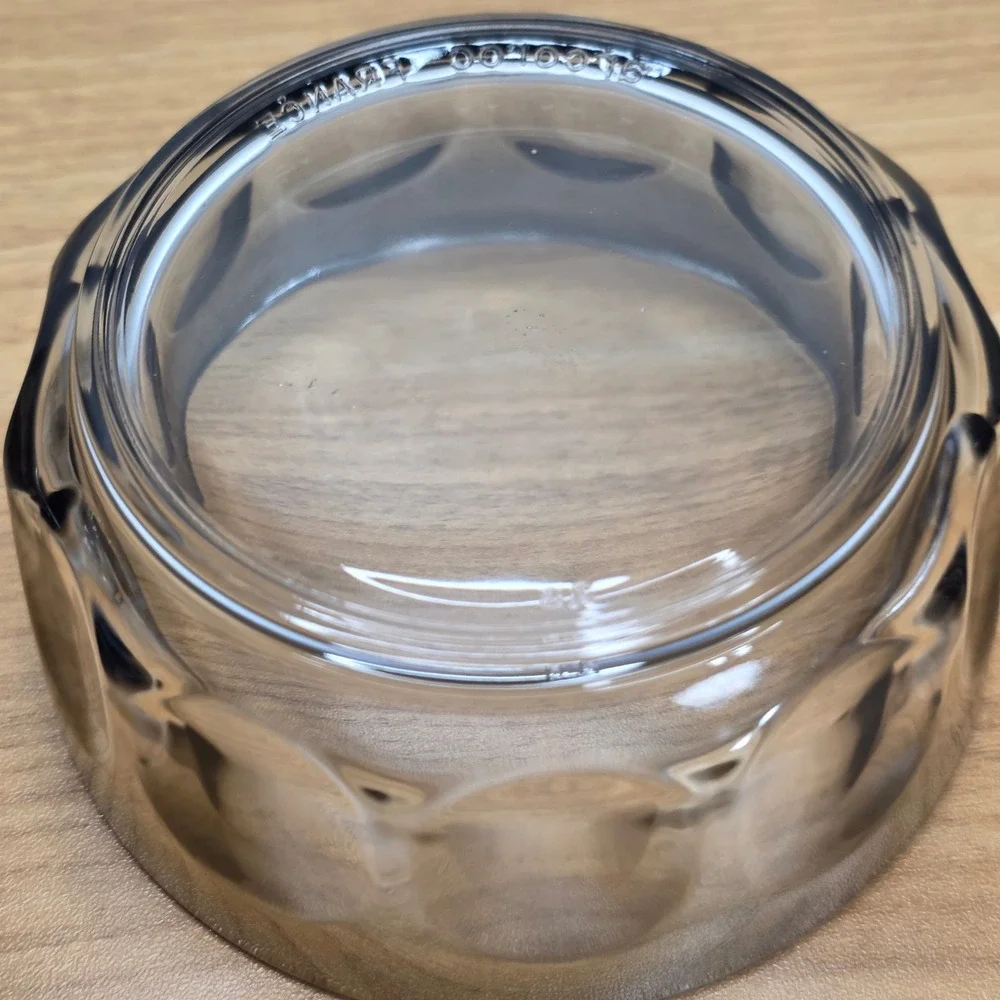 Vintage 1970's Arcoroc Thumbprint Bowls Mercury Silver‎ Color Rim Set of Two